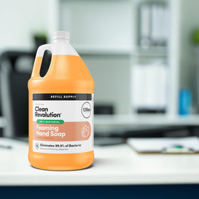 Clean Revolution creamy foam texture from foaming dispenser highlighting gentle cleansing