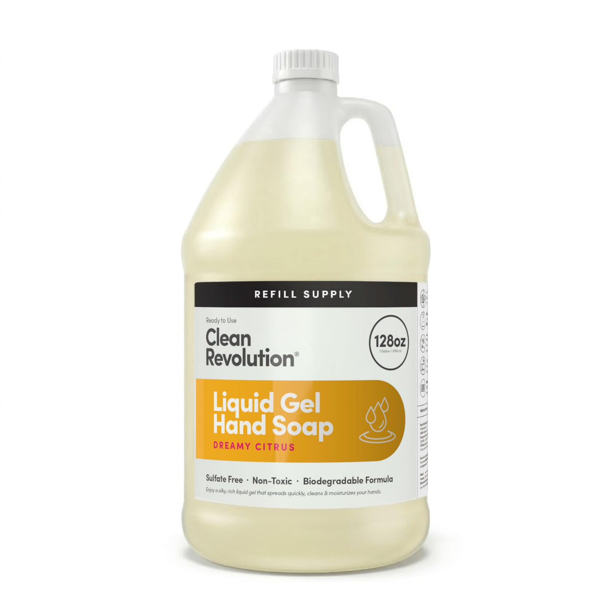 Clean Revolution front label showing Dreamy Citrus and bulk size benefit