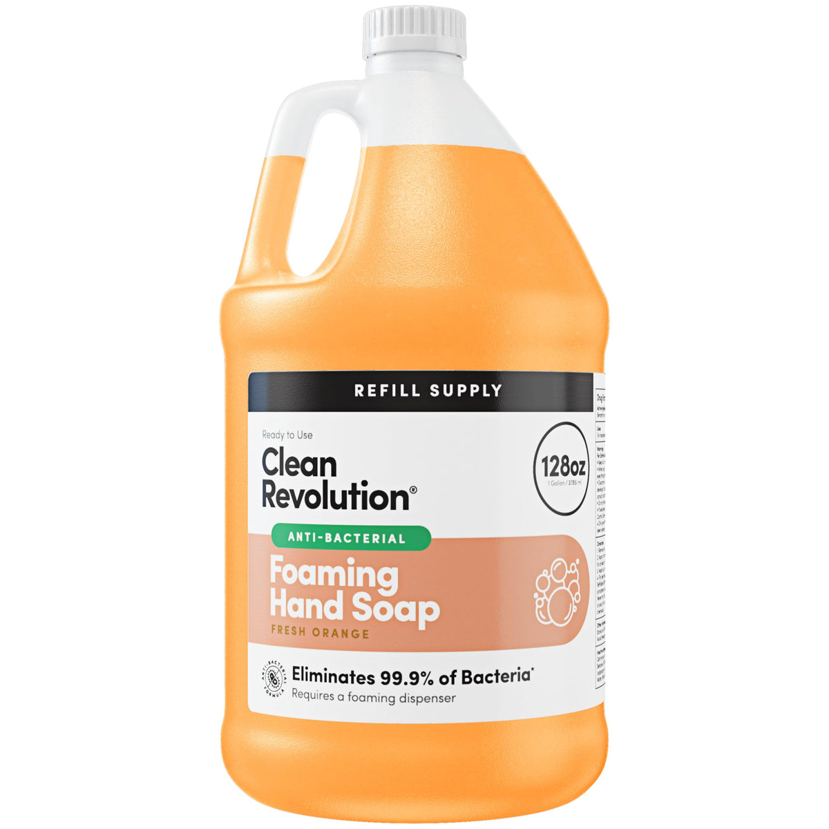 Clean Revolution front label on 128 fl oz gallon showing product details and benefits
