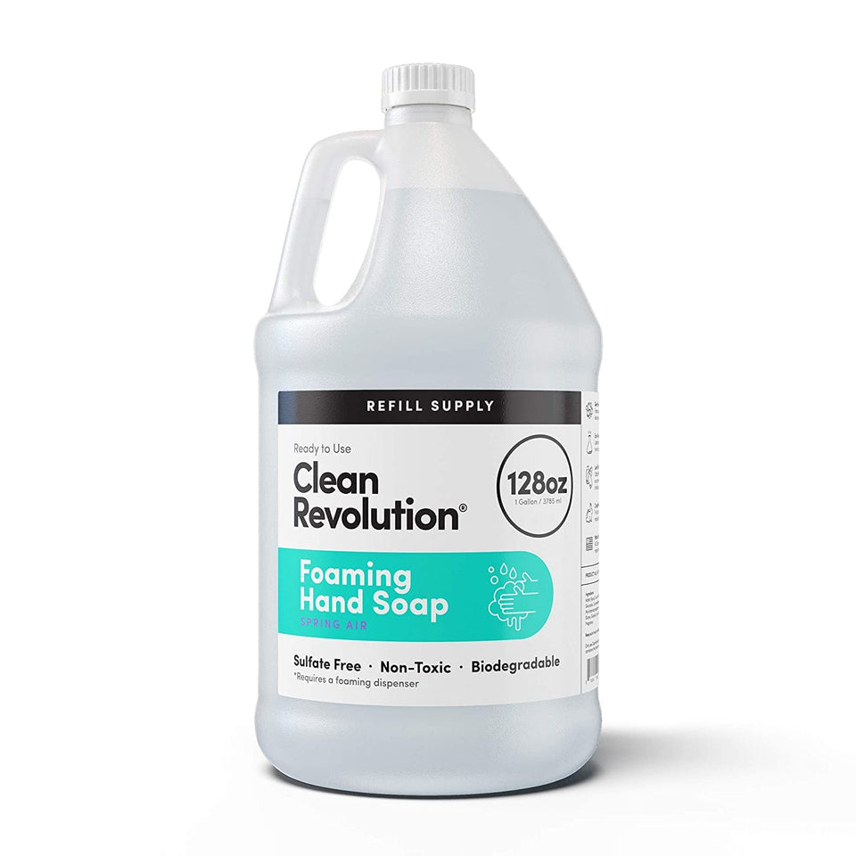 Clean Revolution front label on 128 fl oz gallon showing brand and scent benefit