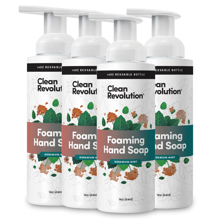 Clean Revolution front label showing geranium mint scent and ready-to-use benefit