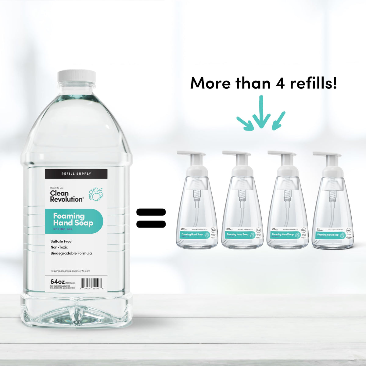 Close-up of Clean Revolution pour spout for easy, spill-free refills and convenient handling