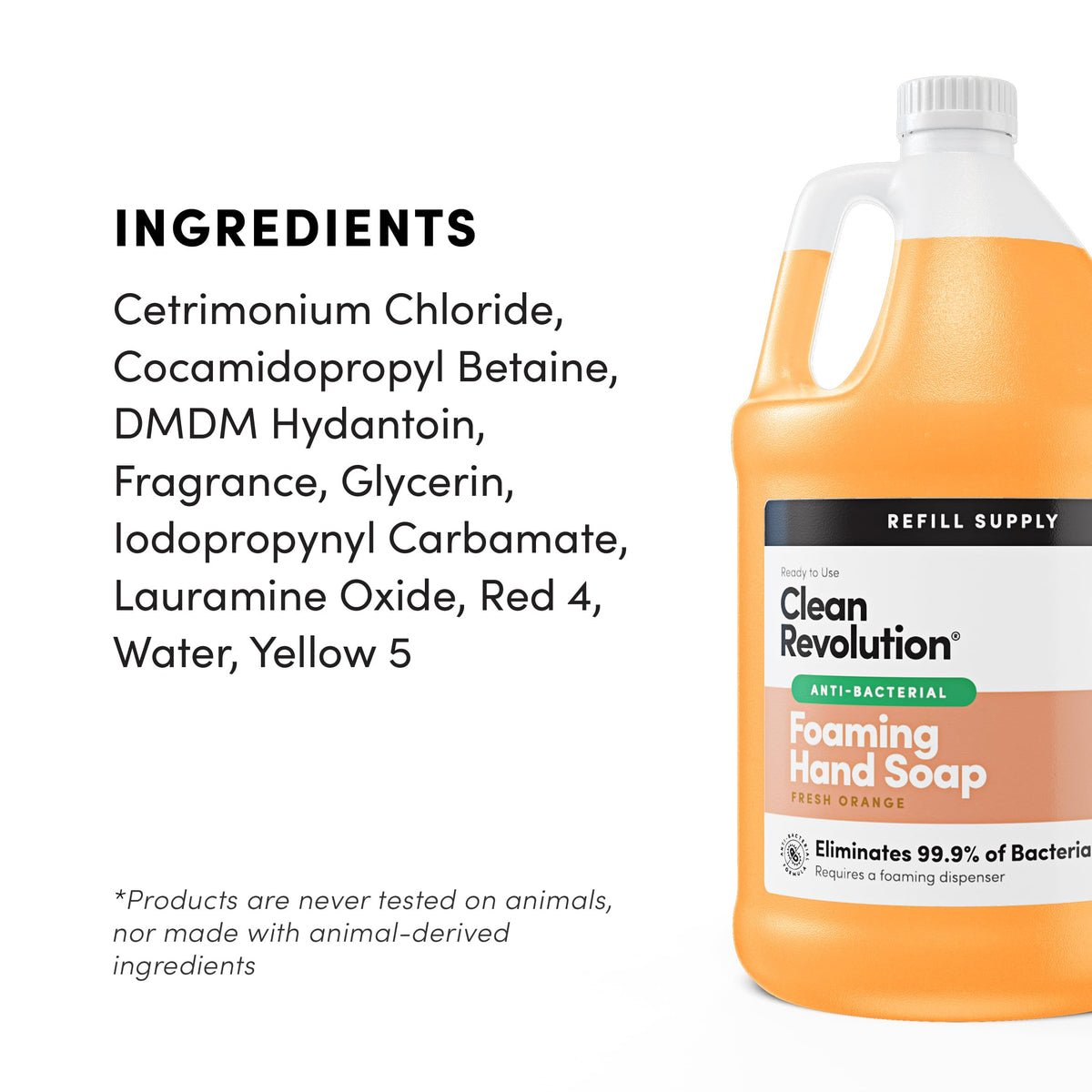 Clean Revolution gallon next to a 12 oz bottle to show refill quantity savings