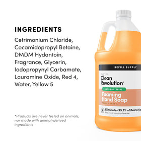 Clean Revolution gallon next to a 12 oz bottle to show refill quantity savings