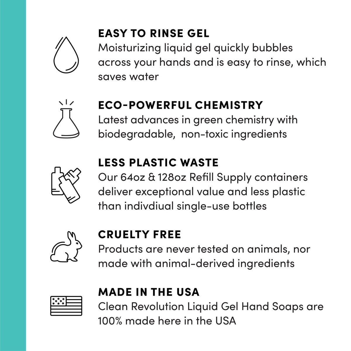 Clean Revolution gel pouring from jug into hand, demonstrating easy refilling and spill control