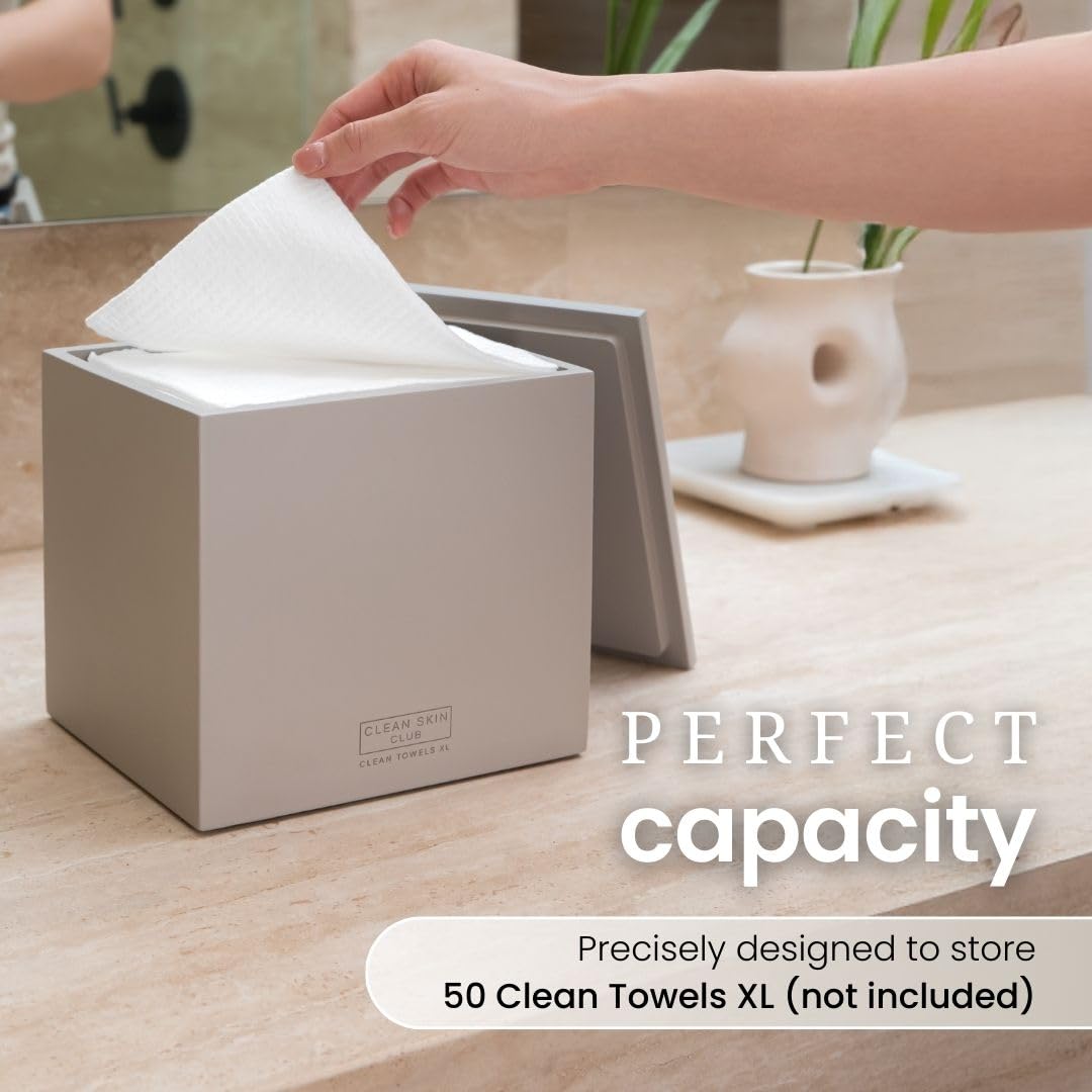 CLEAN SKIN CLUB cement box with lid open showing interior protection benefit