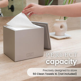 CLEAN SKIN CLUB cement box with lid open showing interior protection benefit