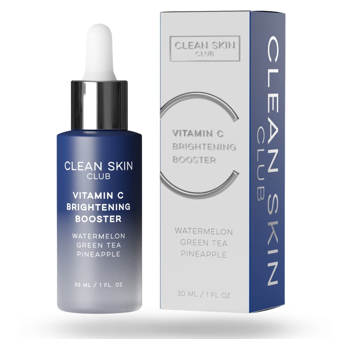 CLEAN SKIN CLUB front packaging showing serum bottle and glow benefits