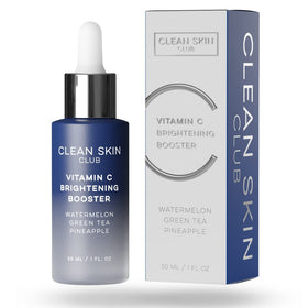 CLEAN SKIN CLUB front packaging showing serum bottle and glow benefits