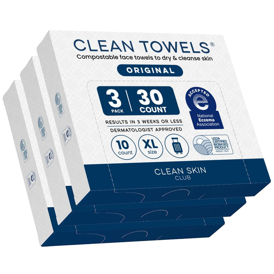 Clean Skin Club front packaging showing travel-friendly packs and count benefit