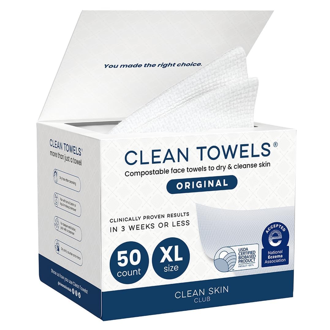 Clean Skin Club front packaging showing 50-count pack and benefits
