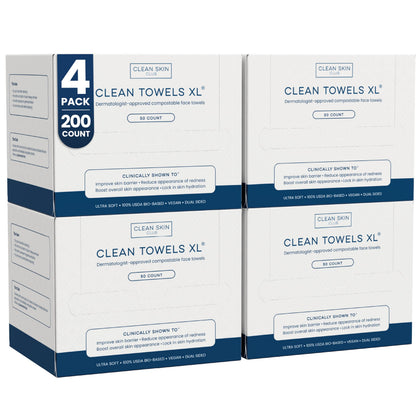 Clean Skin Club front packaging showing four resealable packs and convenience