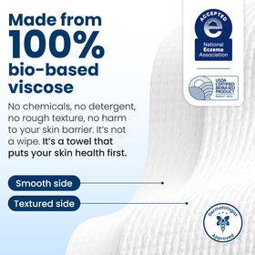 Clean Skin Club towel removing makeup on face showing effective gentle cleansing