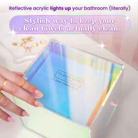 CLEAN SKIN CLUB close-up of iridescent prism finish adding a decorative accent