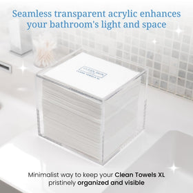 CLEAN SKIN CLUB next to hand showing scale and compact-footprint benefit
