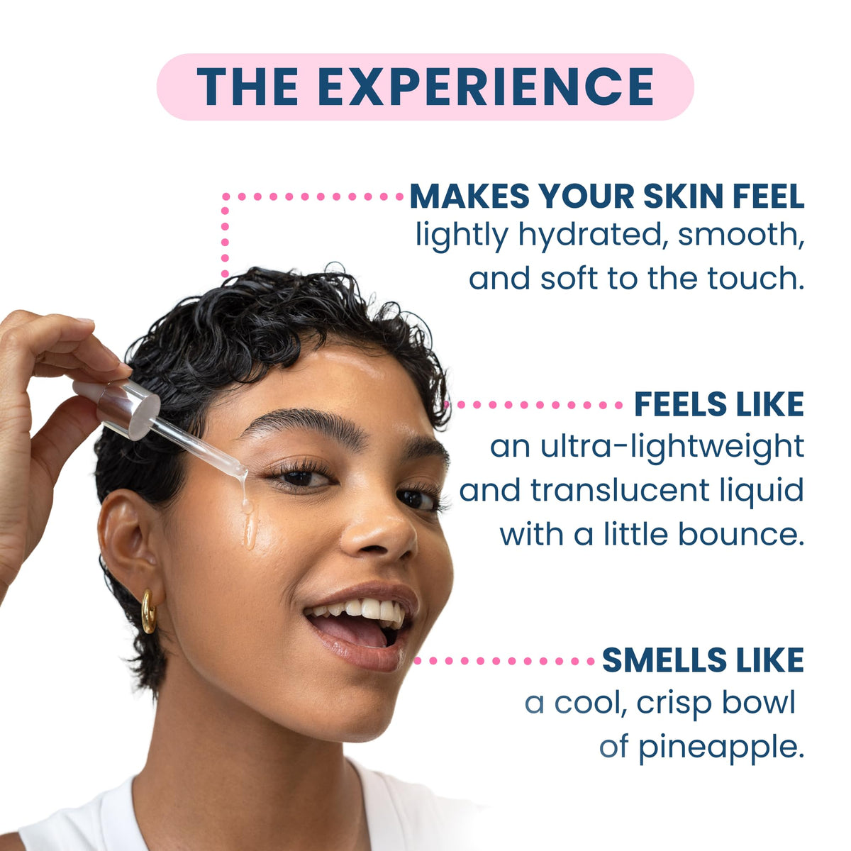 CLEAN SKIN CLUB a small serum drop on wrist showing lightweight texture benefit