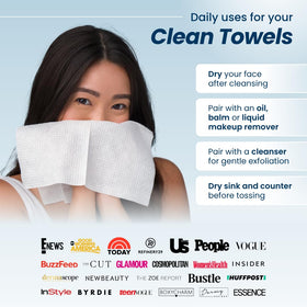 CLEAN SKIN CLUB towel beside a coin to illustrate compact travel-friendly scale