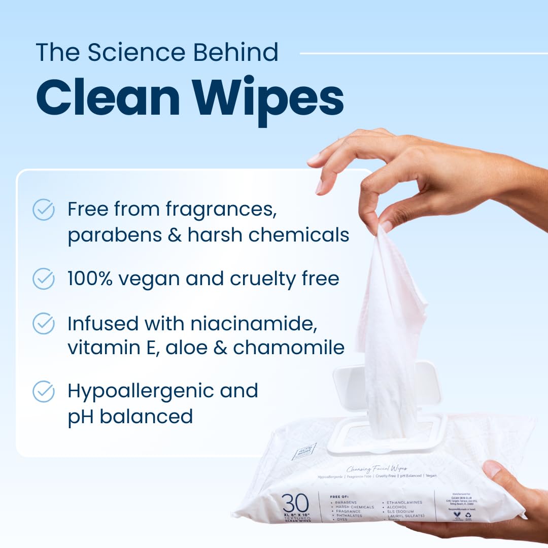 CLEAN SKIN CLUB smooth side detail highlighting soft finish for sensitive skin