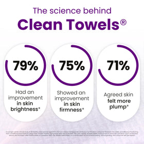 CLEAN SKIN CLUB towel held in hand to show XL size and full-face coverage