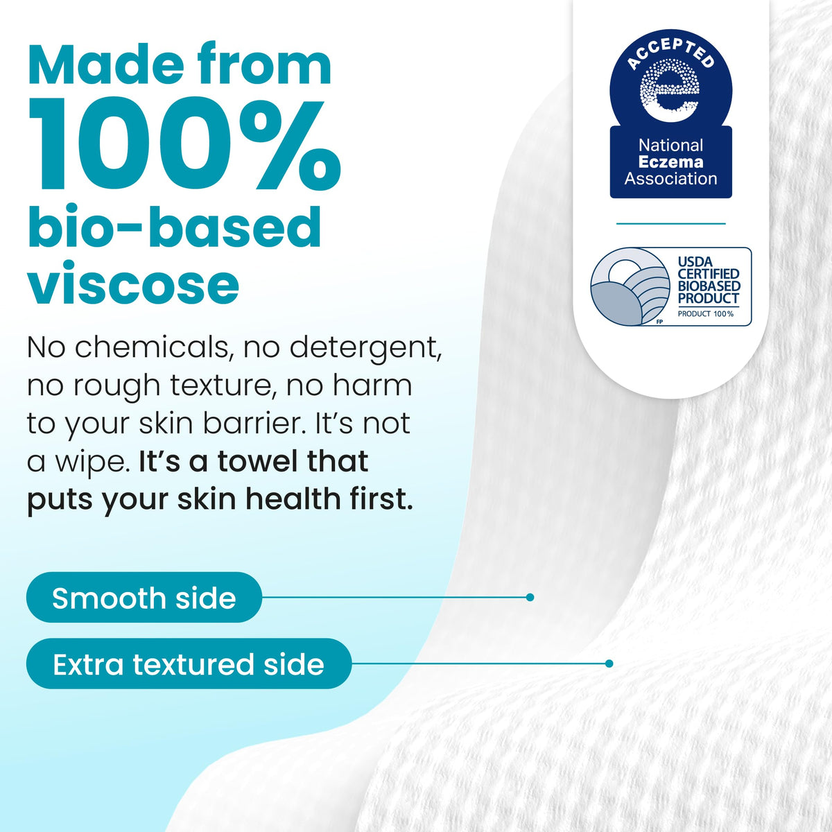 CLEAN SKIN CLUB stacked towels showing extra thickness and durable wipe quality