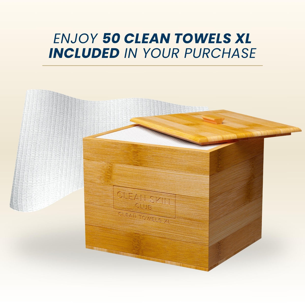 CLEAN SKIN CLUB 50-count towels and removable container contents displayed
