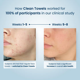 CLEAN SKIN CLUB on bathroom vanity next to skincare bottles for lifestyle use