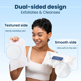 CLEAN SKIN CLUB wipe in hand demonstrating large coverage and easy cleanup