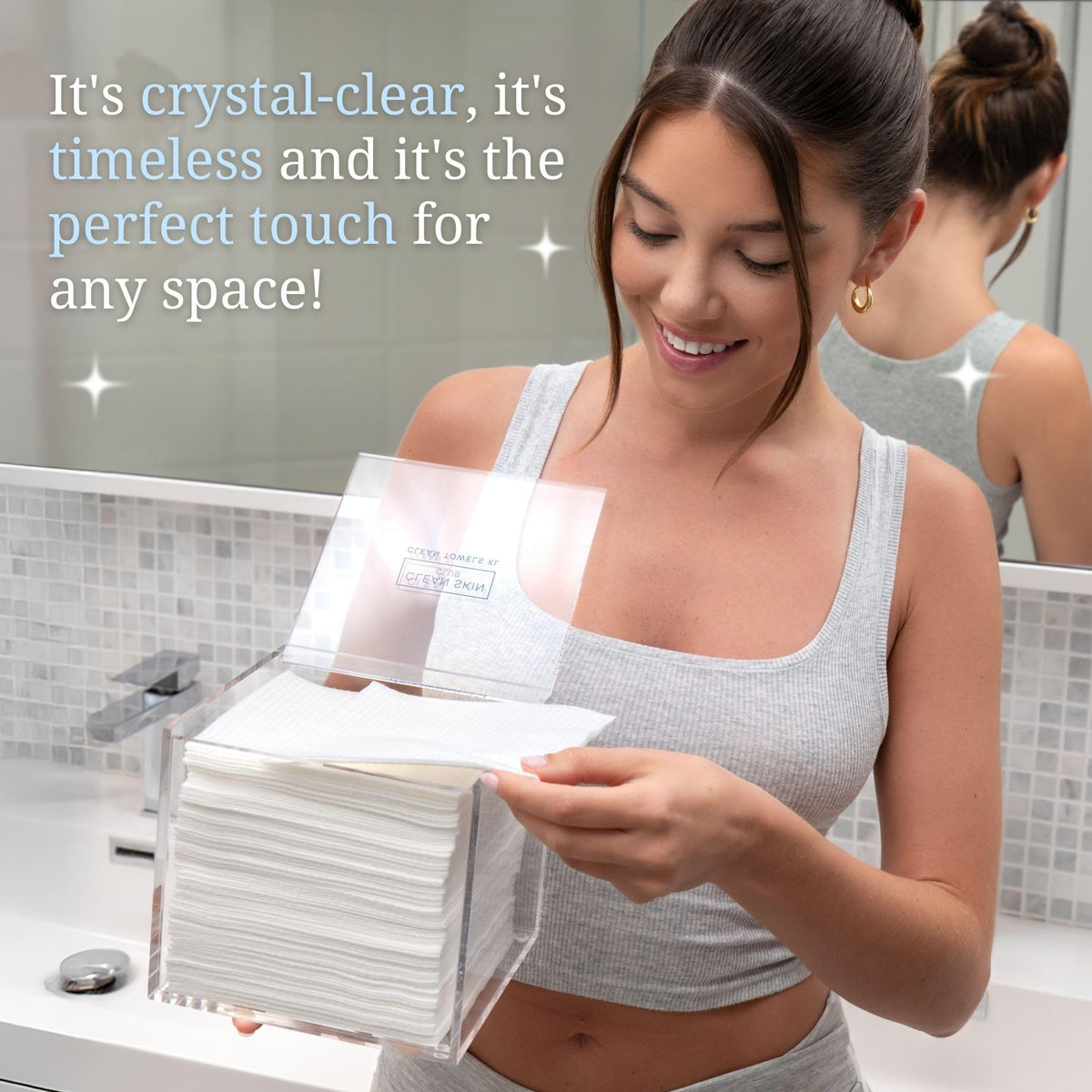 CLEAN SKIN CLUB with Clean Towels pack inside showing perfect fit benefit