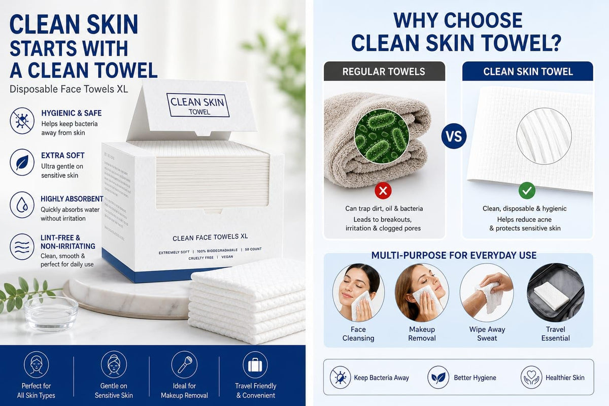 Clean Skin Towel removing makeup from face, effective cleansing without residue