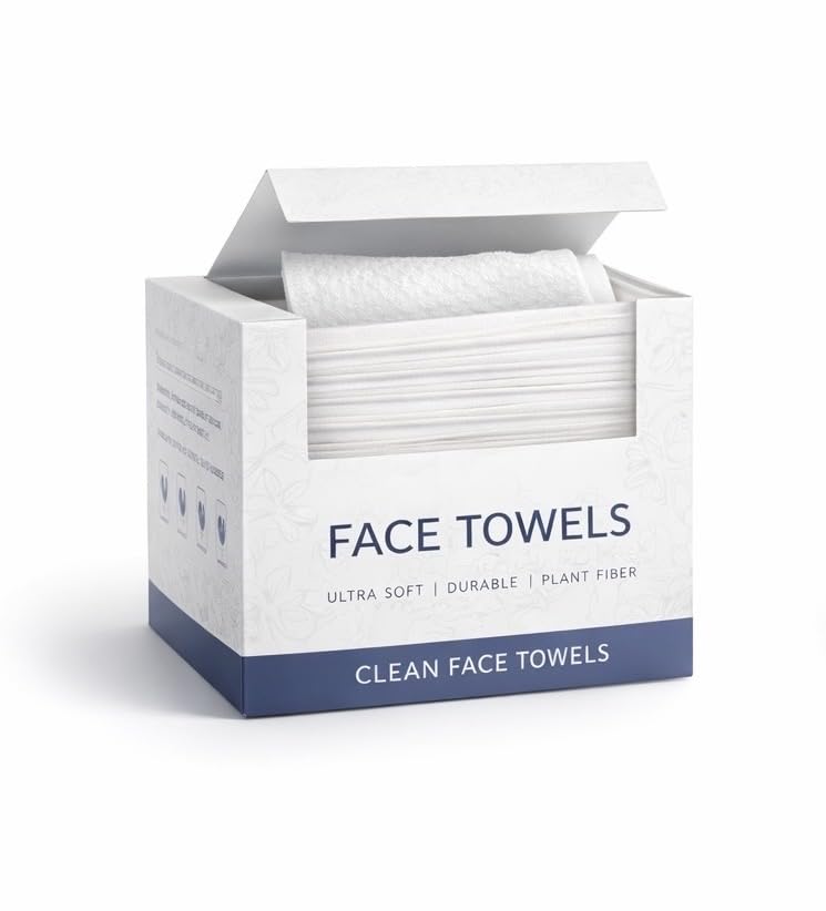Clean Skin brand pop-up box front view showing 50 towels and easy access