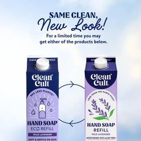 Cleancult packaging detail showing paper-based material and eco impact benefit
