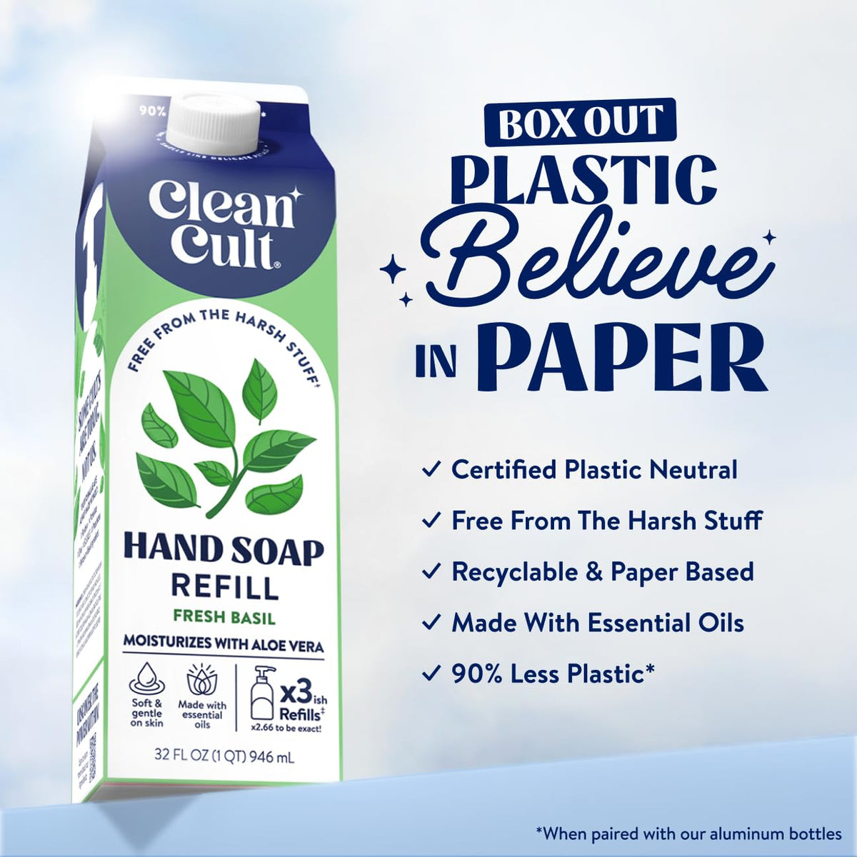 Cleancult pouch close-up texture highlighting recyclable paper and eco advantage