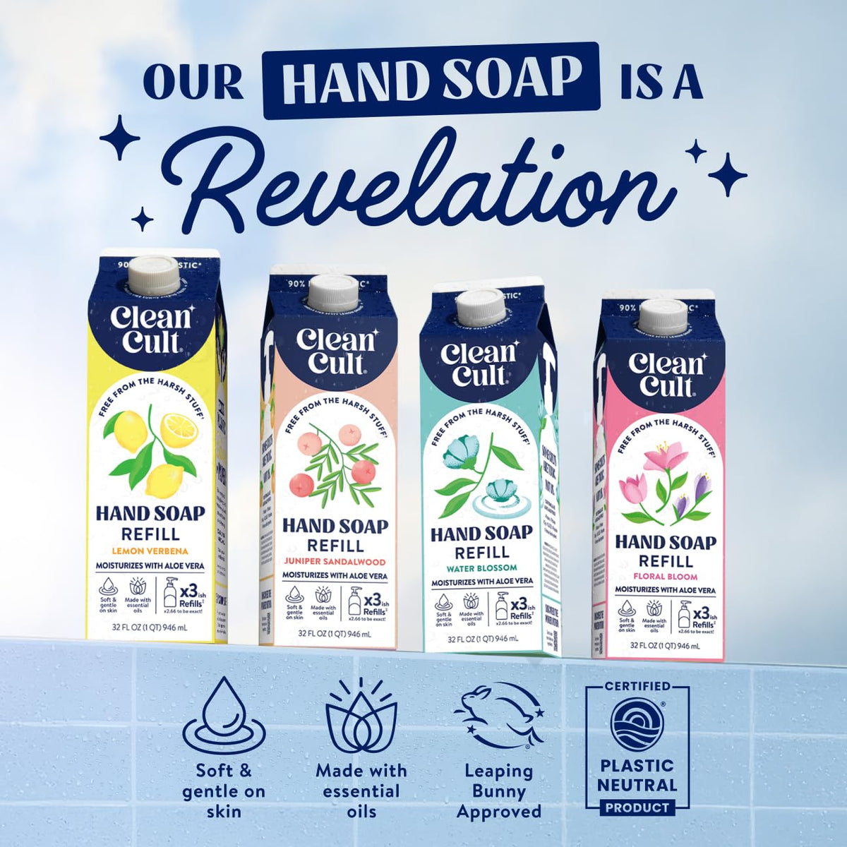 Cleancult soap lather on hands showing moisturizing effect and gentle cleanse