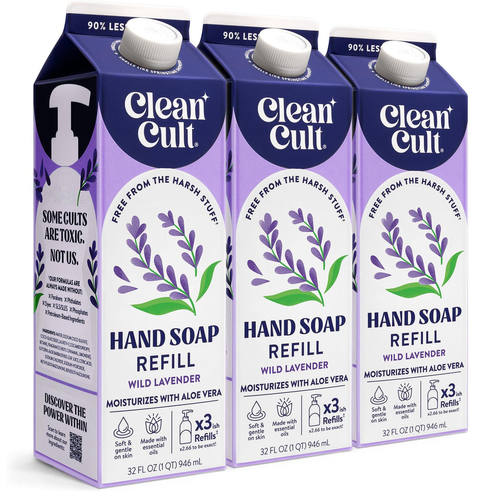 Cleancult front packaging showing wild lavender scent and eco-friendly design benefits