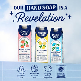 Cleancult pump bottle in bathroom styling promoting daily hand care