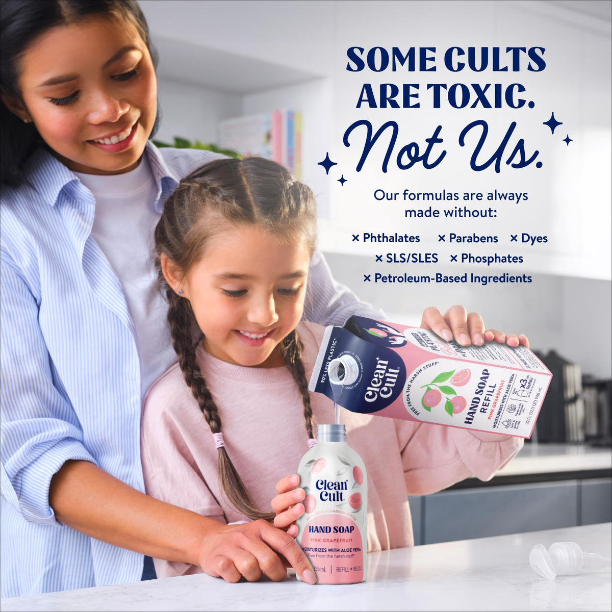 Cleancult label with ingredients and eco icons conveying transparency