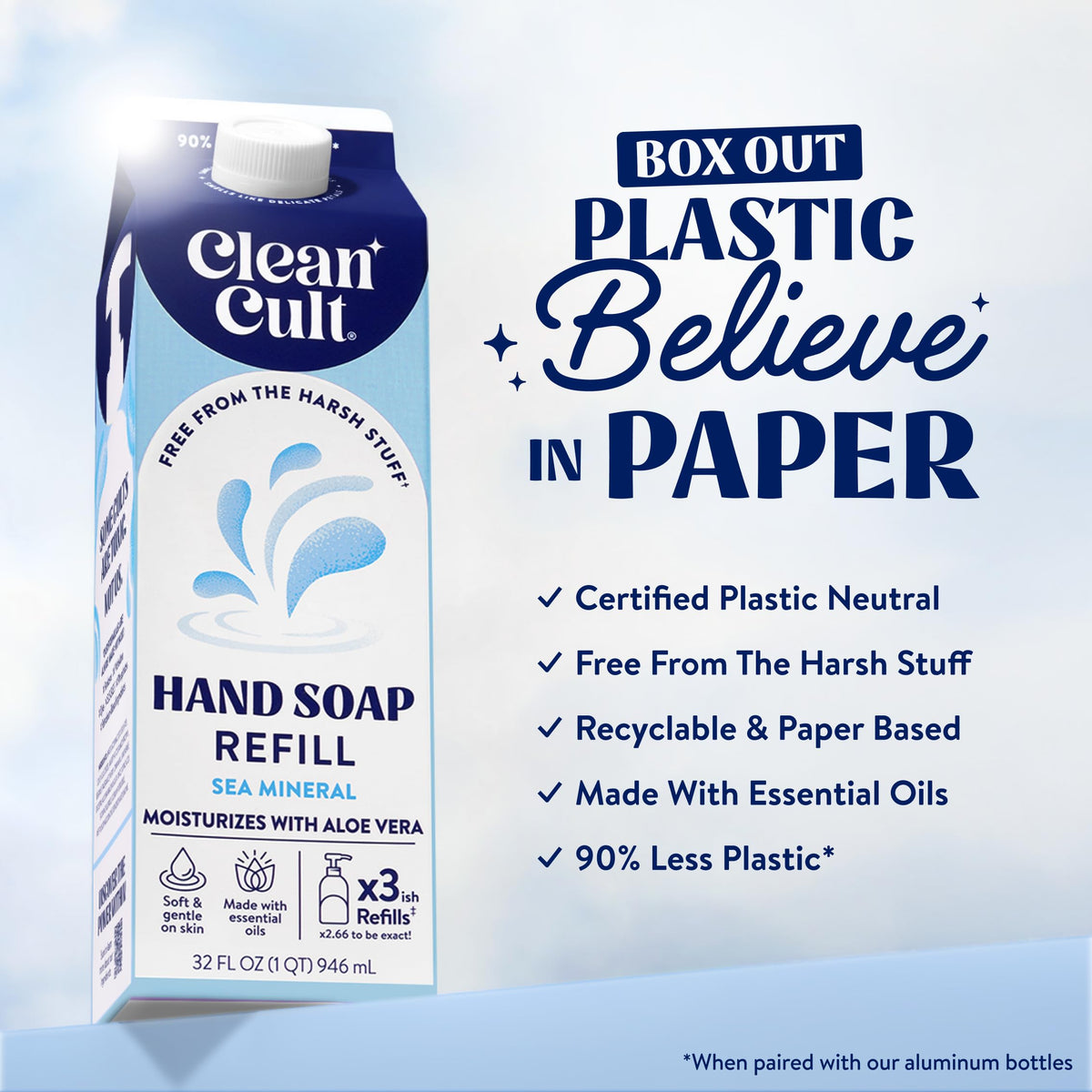 Cleancult paper pouch close-up texture highlighting reduced plastic