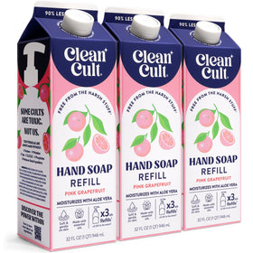 Cleancult front packaging showing pink grapefruit refill and eco benefits