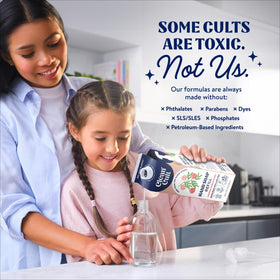 Cleancult refills beside pump bottle showing size and long-lasting supply benefit