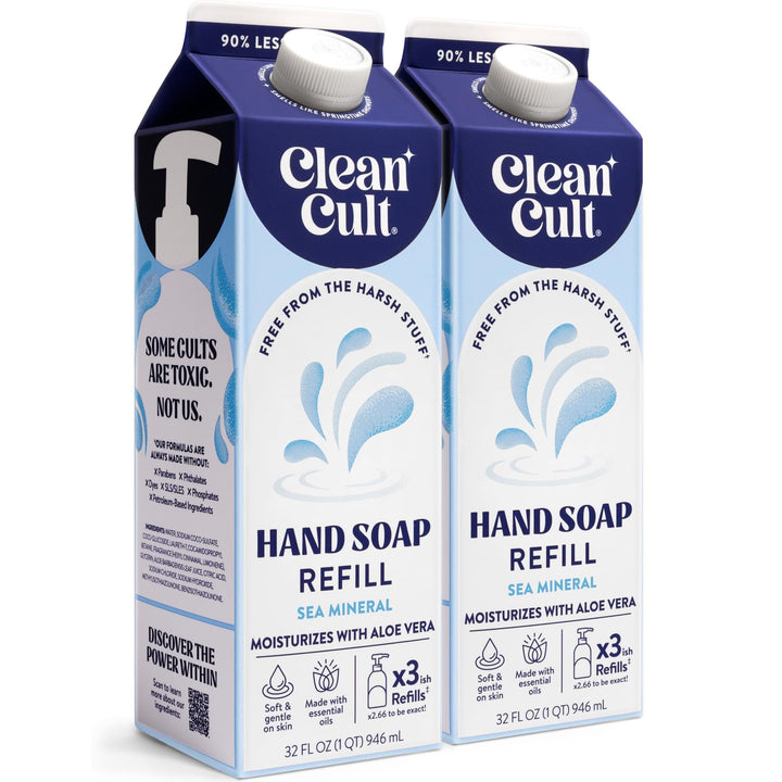 Cleancult front packaging showing Sea Minerals refill and eco benefit
