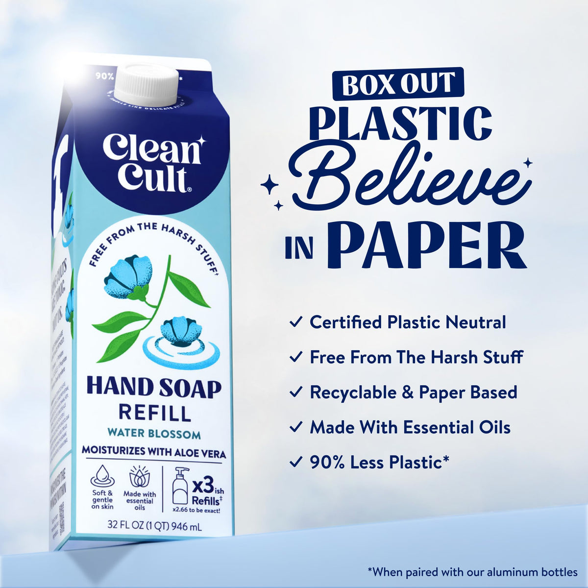 Cleancult pouch close-up texture highlighting paper-based, low-plastic design