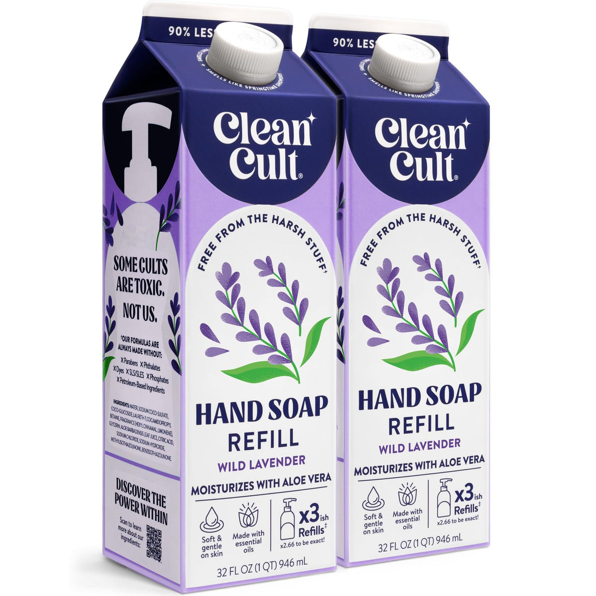 Cleancult pouch front view showing wild lavender label and eco benefits