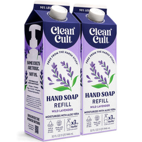 Cleancult pouch front view showing wild lavender label and eco benefits