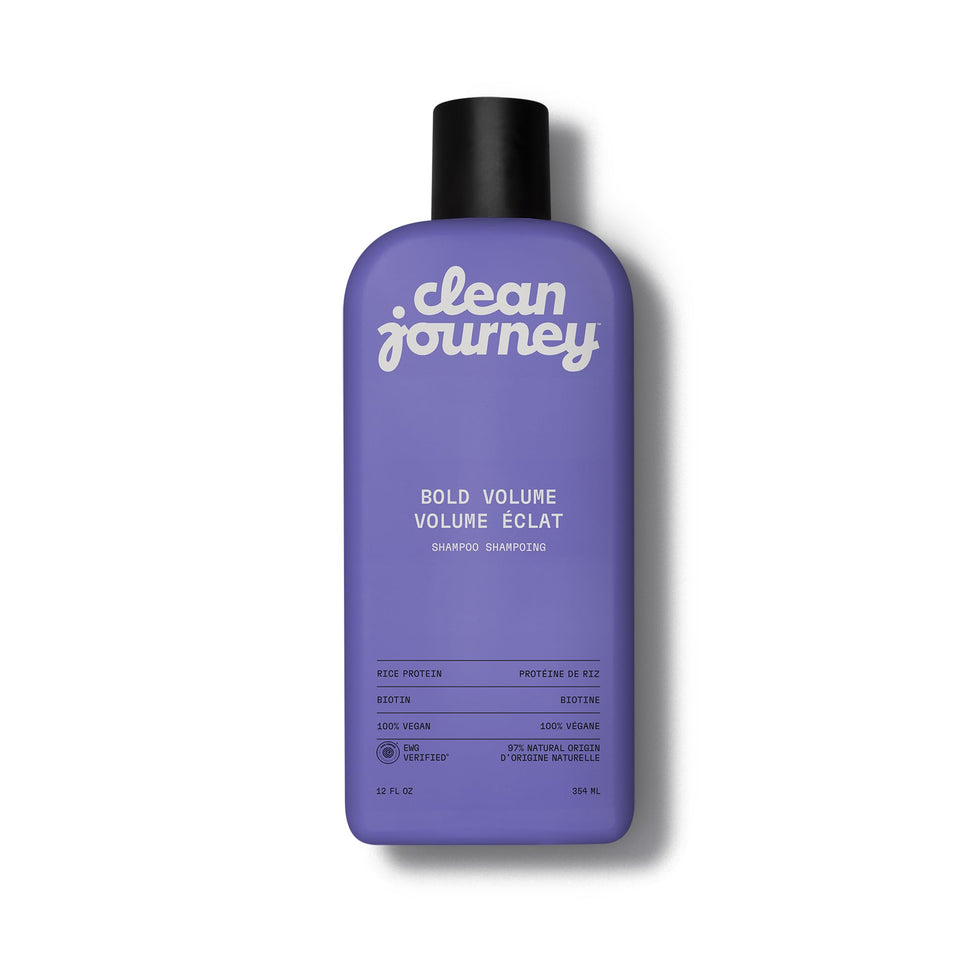 cleanjourney front bottle showing label and clean design, highlights volume benefit