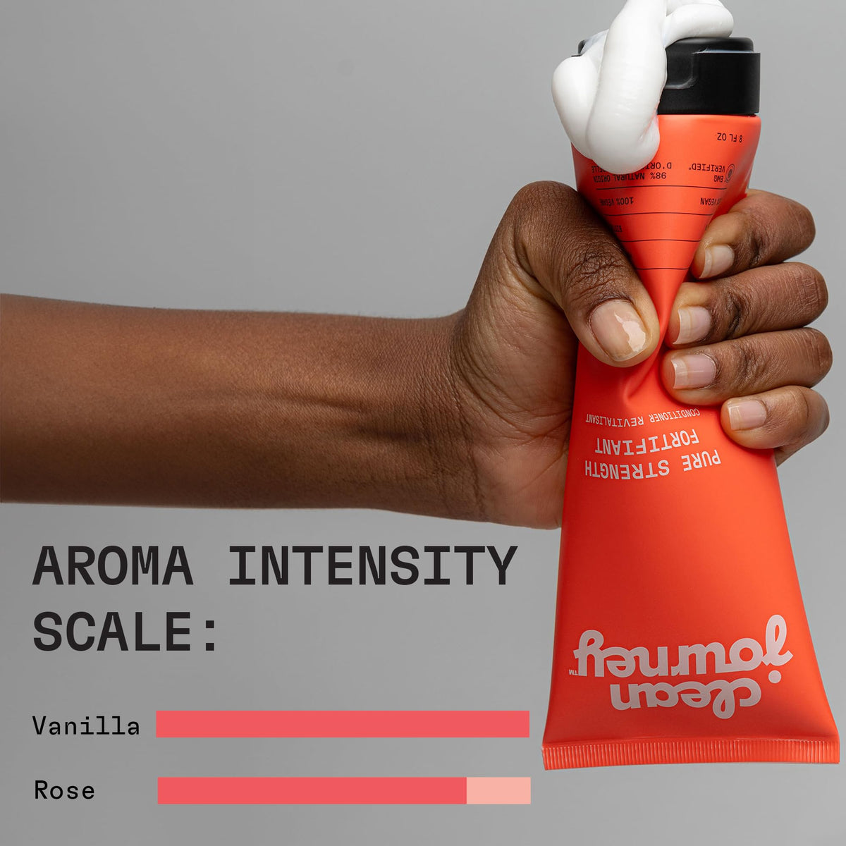 cleanjourney conditioner applied to wet hair in shower, improves manageability