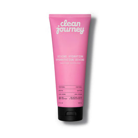cleanjourney front packaging showing conditioner bottle and tropical label benefit: clear branding