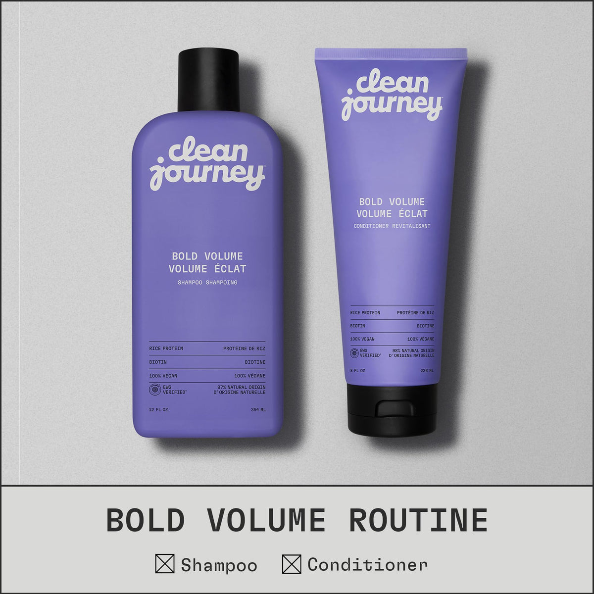 cleanjourney bottle in bright bathroom with fruit to suggest fresh fruity scent