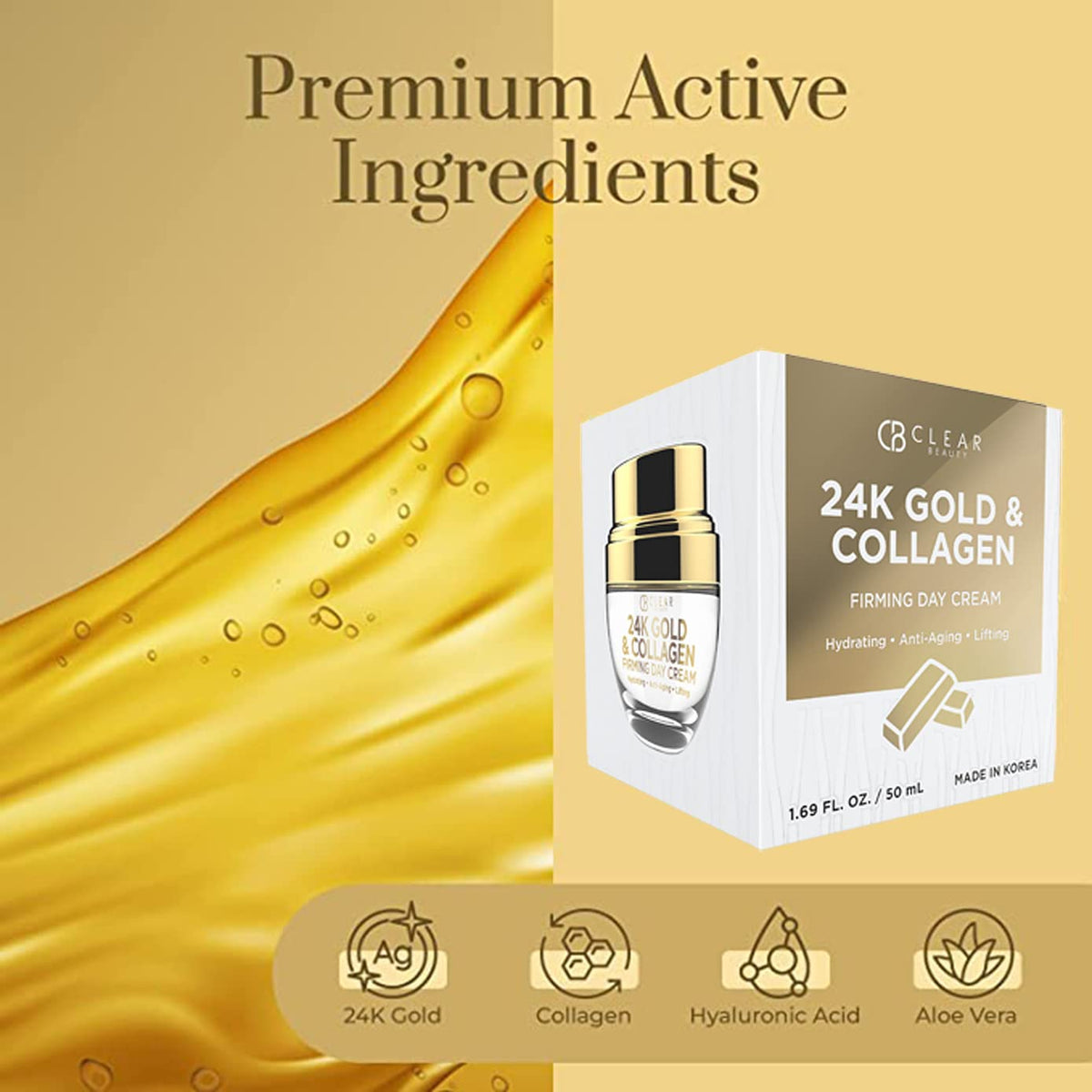 Clear Beauty cream in hand applied to skin demonstrating smooth layering