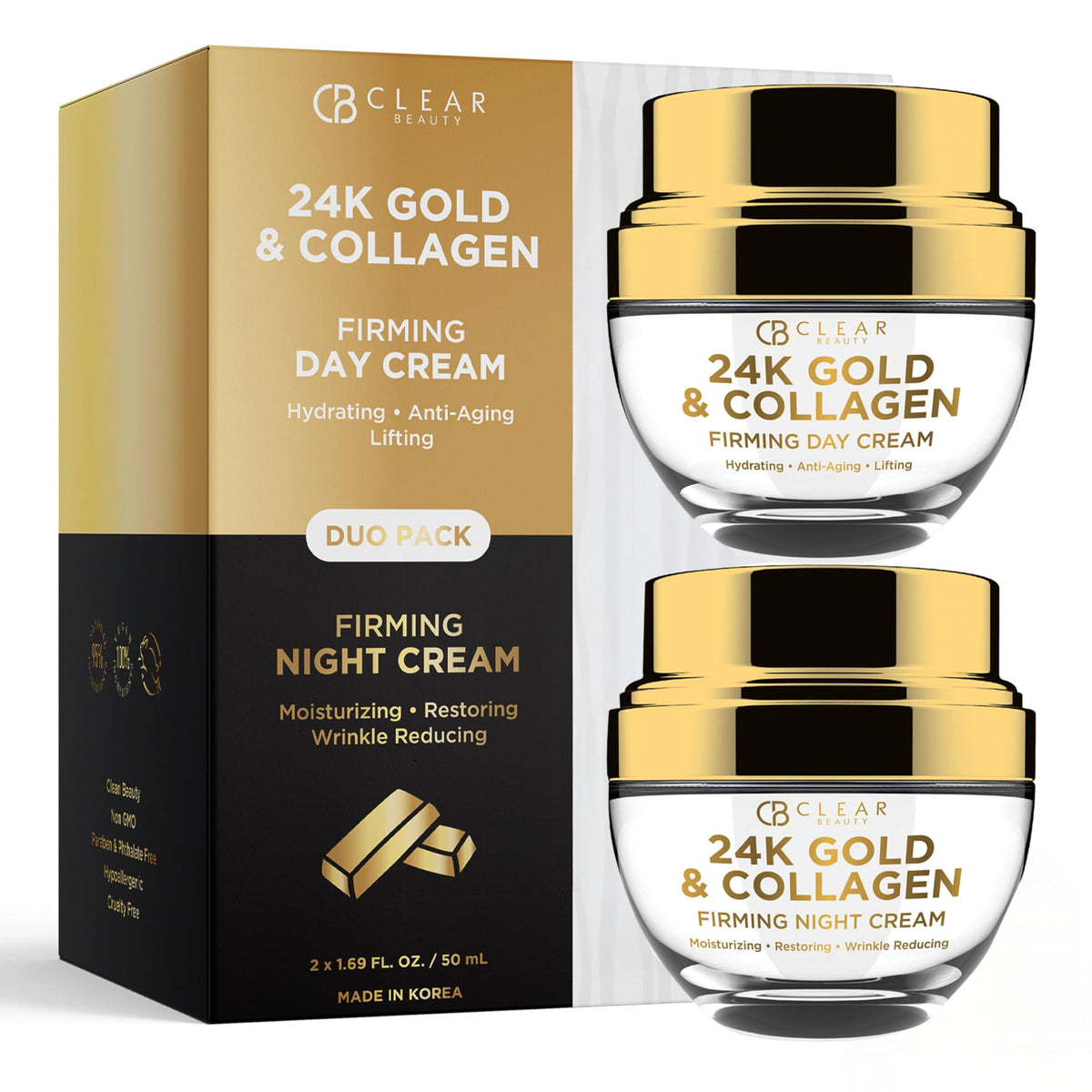 Clear Beauty front jar duo showing packaging and pair value