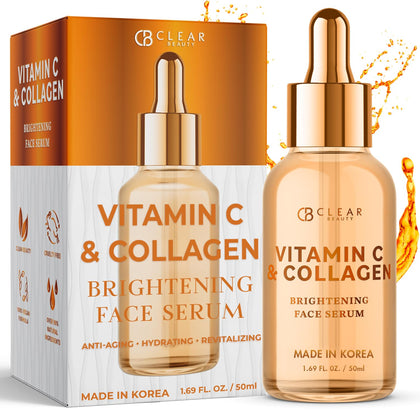 Clear Beauty front packaging showing vitamin C collagen serum and benefits